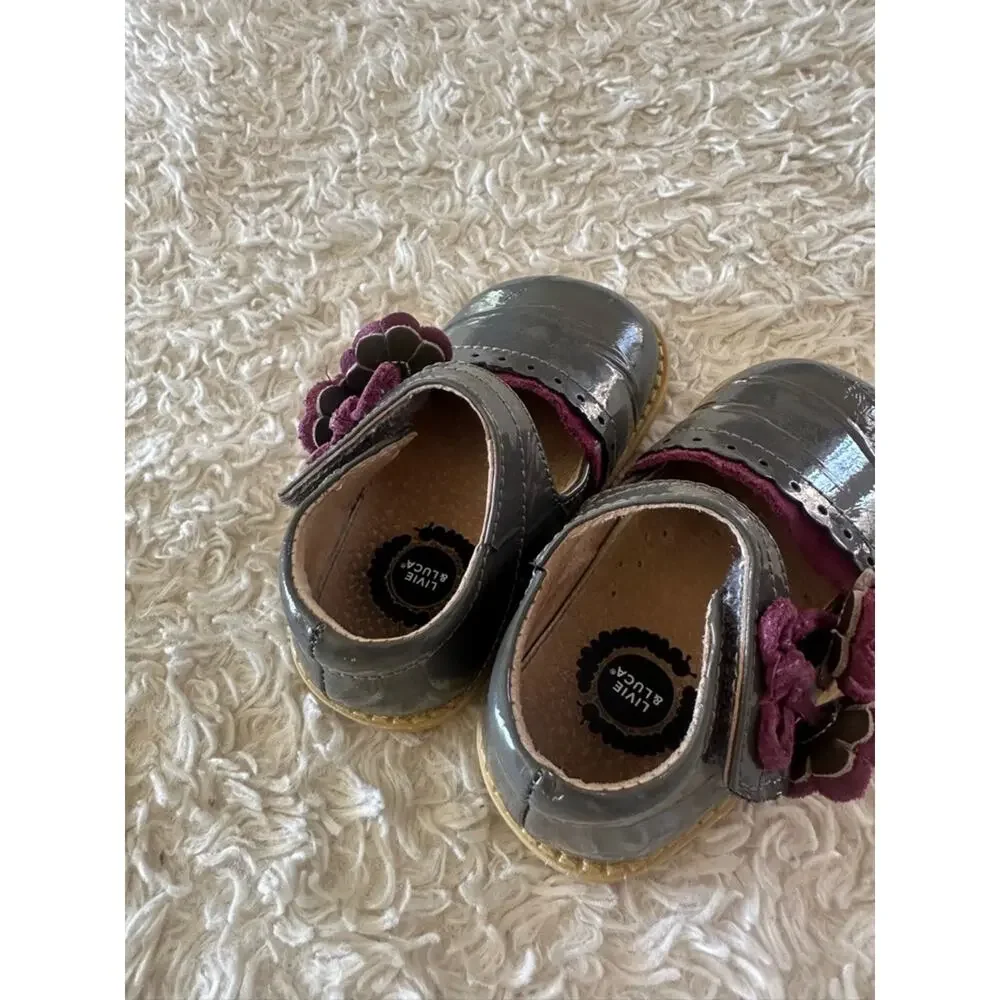 Livie & Luca Bluebell Mary Janes Grey Patent Leather Toddler Girls Size 5